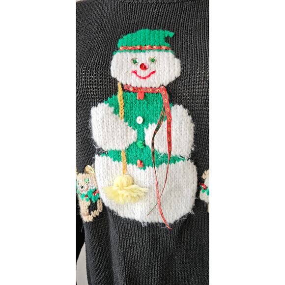 ONE OF A KIND Handmade Christmas Turtleneck Sweater Front Back Snowman Sm Med - Picture 2 of 8